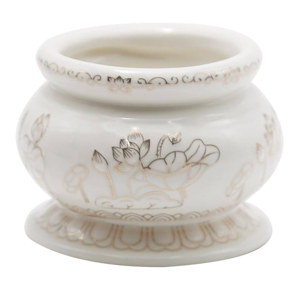 2 Inches White Ceramic Incense Small Burner Pot for for Meditation Prayer & Yoga